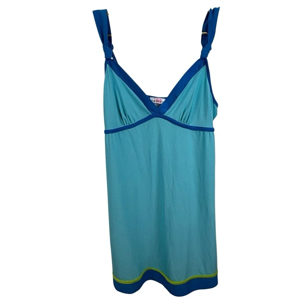 Y2K‎ Maidenform Colorblock Blue Green Dress Slip Babydoll Size Large